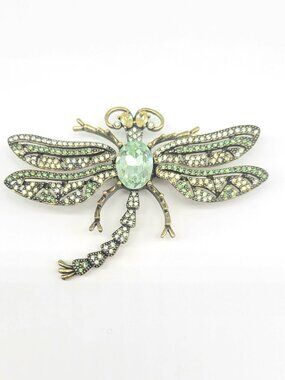 Heidi Daus Trembling Brilliance Light Green Swarovski Crystal Dragonfly Brooch